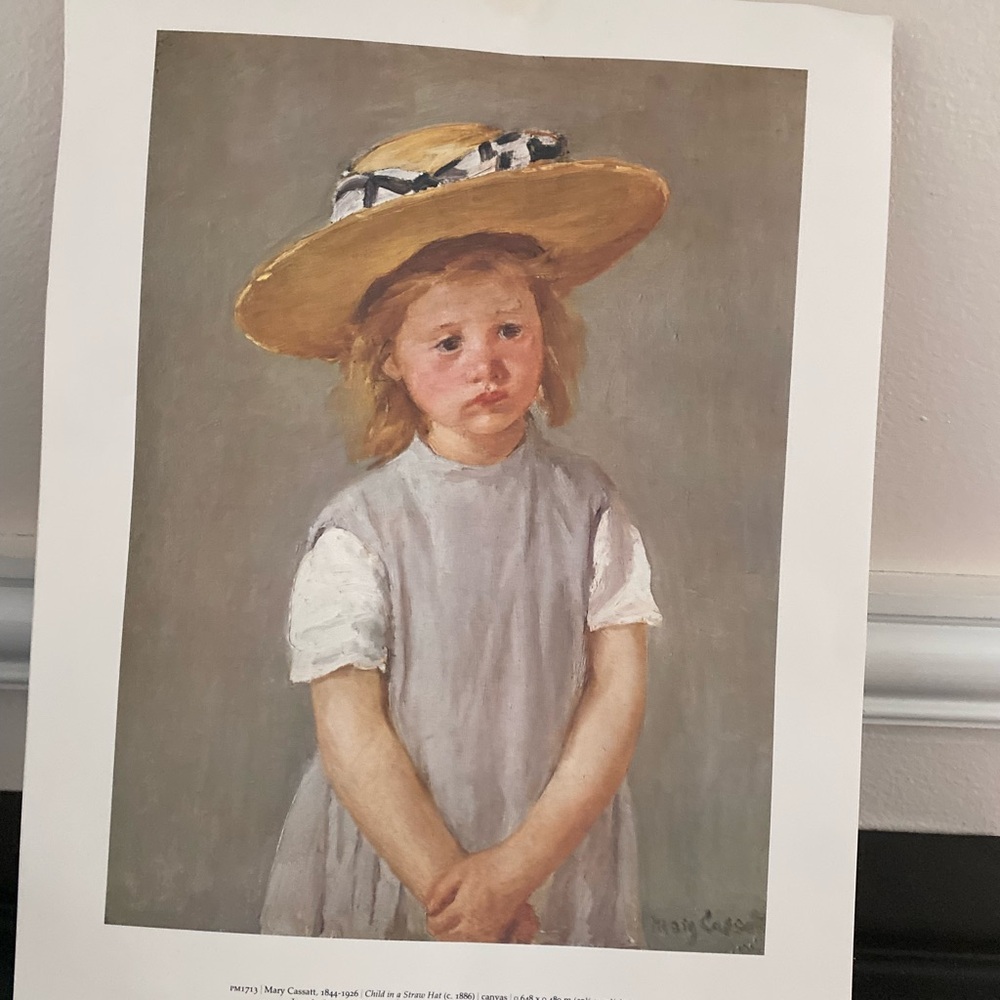 Vintage portrait “child in a straw” Mary Cassatt art 1844 - Picture 2 of 6